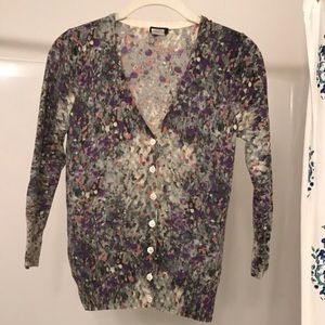 J. Crew 3/4 Sleeve Floral Cardigan - 100% Merino